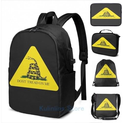 Funny Graphic print Dont Tread On Me USB Charge Backpack men School bags Women bag Travel laptop bag
