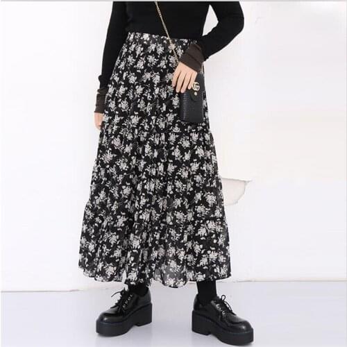High Quality Woman Chiffon Skirt Floral Print Bohemian Beach Summer Skirts Fashion Clothes Plus Size Vestidos M-6XL 7XL