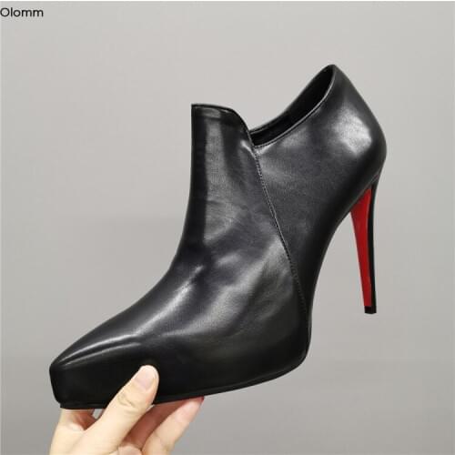 Olomm New Arrival Women Platform Pumps Sexy Stiletto High Heel Pumps Pointed Toe Charm Black Party Shoes Women Plus US Size 5-15