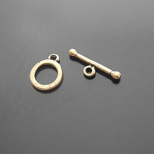 15981)30Sets Circle:10MM Antique Bronze Zinc Alloy O Toggle Clasps Bracelets Clasps Jewelry Making Supplies Diy Accessories