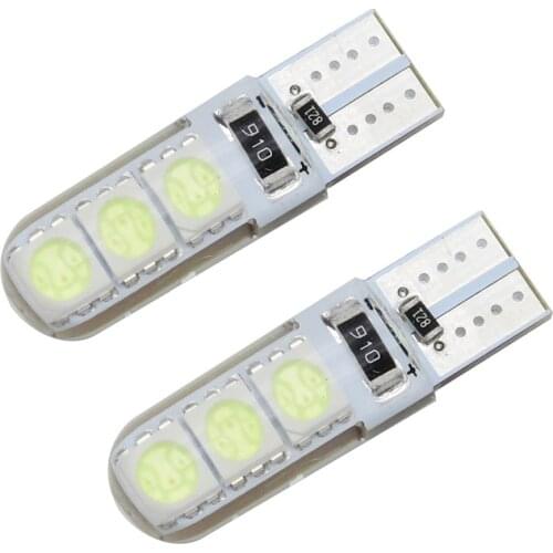2Pcs LED T10 Car Wedge Side License Plate Bulb Signal Lamp 12V 5050 6SMD Auto Clearance Light Parking Lamp