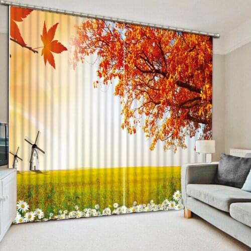 3D curtains jalousie window print painting Living room bedroom decoration wedding Meadow leaves custom window curtains