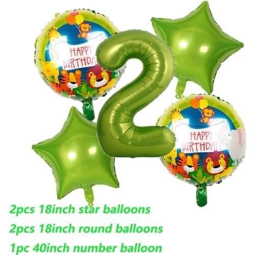 5/6pcs set Jungle Animal Cartoon Theme Balloons Kids Birthday Party Decoration Baby Shower Aluminum Foil Number Balloons kid toy