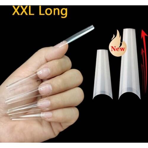 500pcs French Coffin Fake Nail Tips Artificial False Nails Half Tips Ballerina Natural UV Gel Manicure Tip for Nail Art Salon