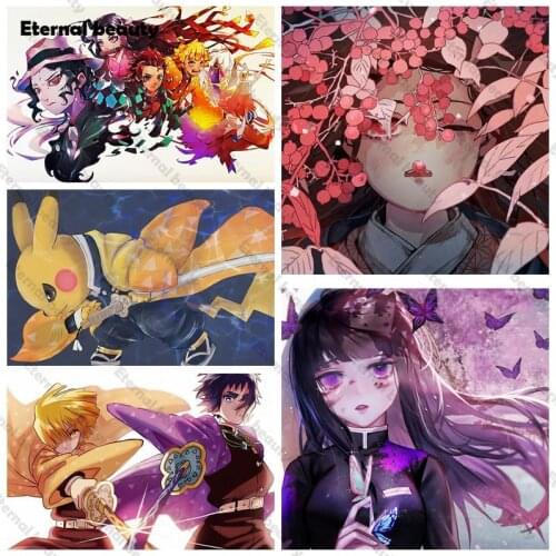 5D Wall Art Diamond Painting Embroidery Anmiation Wall Pictures Full Round Drill Cross Stitch for Living Room Home Decoration