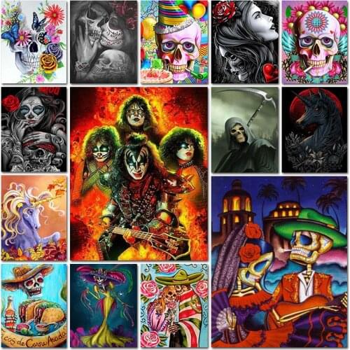 Diamond painting 5d full square embroidery Cross stitch Horse unicorn skull zombie grim reaper flower Mosaic home decor 3D DIY