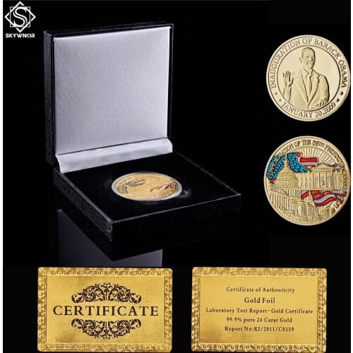 Barack Hussein Obama of USA President with Washington DC White House Coin Value W/ Luxury Coin Box