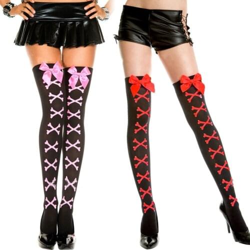 Big Bow Stockings Sexy lingerie fantasy High knee Tights Intimates perspective Mesh teddy erotic lace catsuit Women