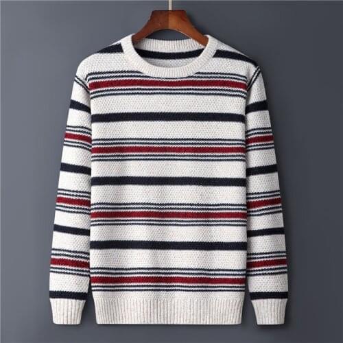 Big Size M-6XL 7XL Autumn Sweater Male Striped Knit Jumper ClothingCasual Striped Pullovers Sweater Men Tops Pull 2021