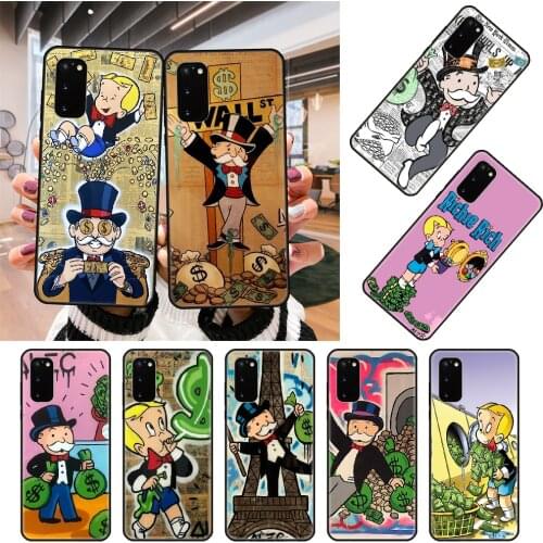 Phone Case For SamSung Galaxy S Note 10 20 7 8 9 Plus Edge E Ultra Lite Black Cover Prime Art Cartoon Dollar Monopoly Paint