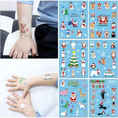 Children cartoon temporary tattoo stickers Christmas gifts girl tattoo boy tatoo kids tatto Snowman black cat hat dinosaur tatto