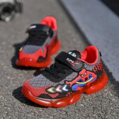 Childrens Cartoon Boy Girl Baby First Walker Casual Shoes Sneakers Non-slip Soft Bottom Light Up Shoes Kids Shoes Boys