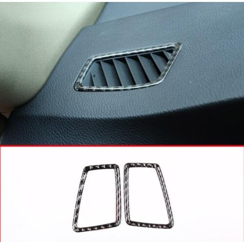 2pcs Real Carbon Fiber Dashboard Side Air Conditioning Vent Frame Stickers Trim For BMW 3 Series E90 E92 2005-2012 Car styling