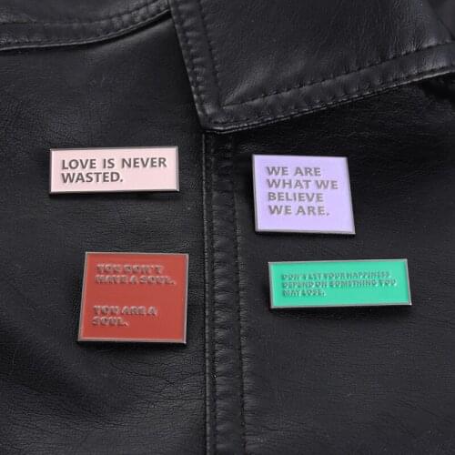 Letter Enamel Badges Lapel Pins Women Cartoons Brooches For Backpack Fashion Hijab Pins Metal Brooch Anime Badges For Clothes