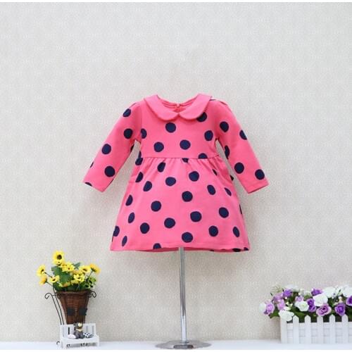 Long sleeve 3 to 7 years old girl dress cotton petticoat knee length Wave point cute dresses baby girls underdress 2018