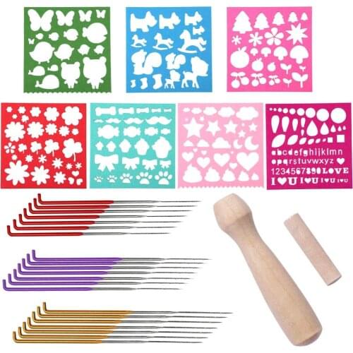 Imzay 29pcs Needle Felting Supplies With Felting Needles And Color Wool Felt Molds, Foam,Wooden Felting Handle For DIY Craft