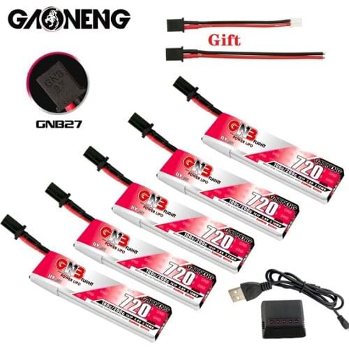 GAONENG GNB 1S HV Lipo Battery Charger Set 720mah 3.8V 100C/200C GNB27 plug for Quadcopter FPV Drone Tinywhoop Frame RC Drone