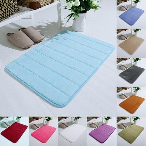 Coral Shaggy Memory Foam Anti-Skid Bath Mat Super Soft Bathroom Rugs Coral Velvet Non Slip Water Absorption Kitchen Floor Mat