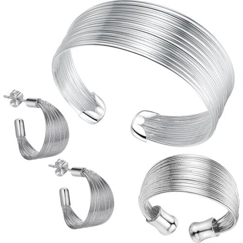 Hot silver plated Jewelry Sets Free shipping Fashion Jewellery sets Earring 146 + Ring 267 + Bangle 132 /bjvak GY-AS183