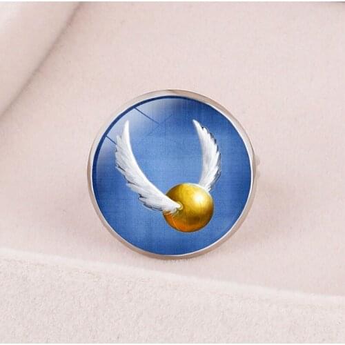 Magic Shcool Metal Rings Deathly Hallows Badge Adjustable Glass Ring Fashion Jewelry Accessories for Men Women Gifts Props