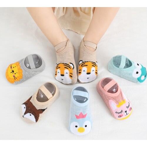 1 Pair Fashion Baby Girls Boys Cute Cartoon Non-slip Cotton Toddler Floor Socks Animal Pattern First Walker Shoes For Newborns