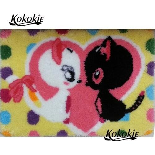 Cartoon cats carpet embroidery kit accessories animal diy tapijt latch hook rug 3d canvas printing vloerklee Foamiran for crafts