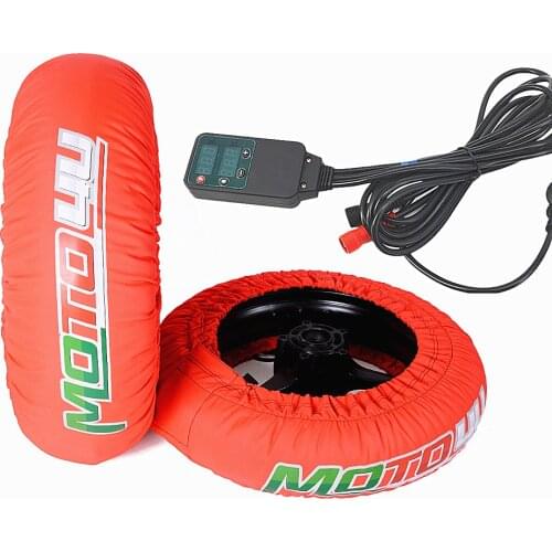 Fluorescein red Motorcycle Tire Warmer Set 120/200 120/190 Front and Rear Race Tyre Warmer with digital