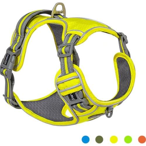 Reflective Nylon Pet Dog Harness Dog Padded Vest Adjustable Chest Strap Safety Lead All Weathers for Large Medium Small Dogs