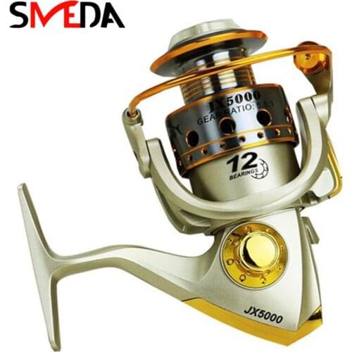 New 12BB Fishing Reel 1000-7000 Metal Spinning Fishing Reel Fly Wheel For Fresh Salt Water Sea Fishing Spinning Reel