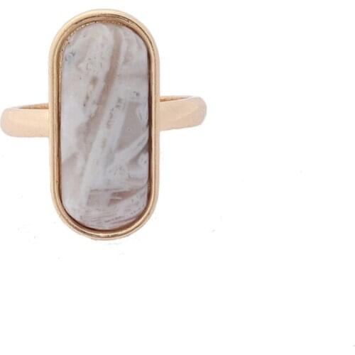 2020 New Arrival Big Long Oval Natural Bamboo Lines Stone Inaly Women Fashion Ring