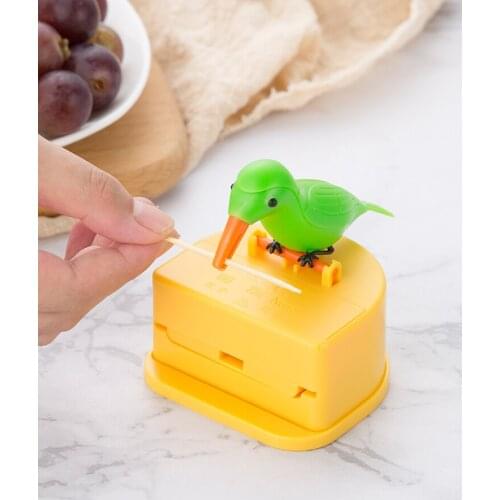 Birds peck at the toothpick box, press to automatically pop up, creative home