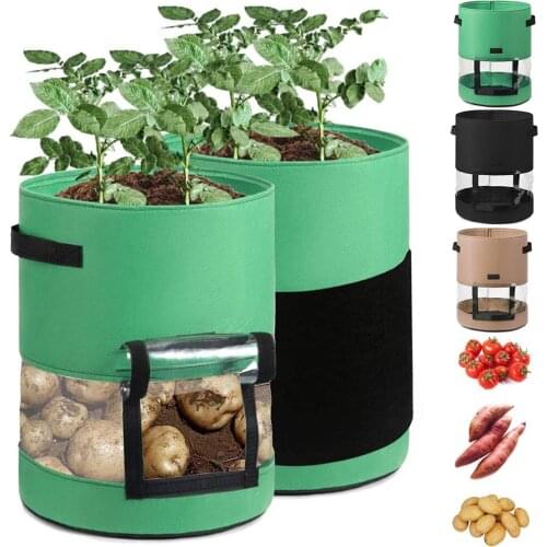Plant Growth Bag Home Garden Potato Greenhouse Vegetable Planting Bag Quality Transparent Visible Garden Grow Bag Seedling Pot