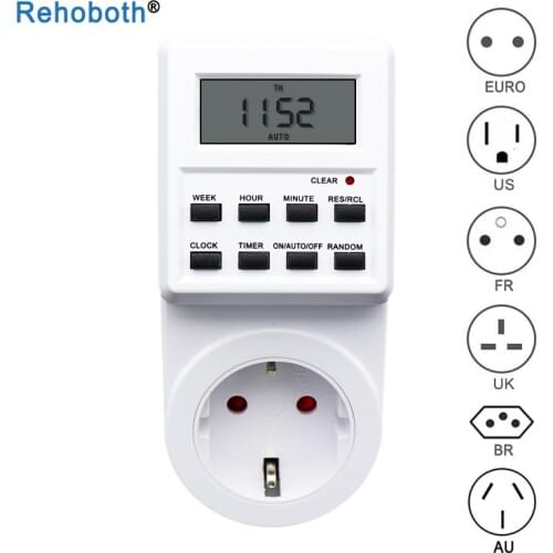 Electronic Digital Timer Switch Socket 24 Hour Cyclic EU UK AU US BR FR Plug Kitchen Timer Outlet Programmable Timing Socket