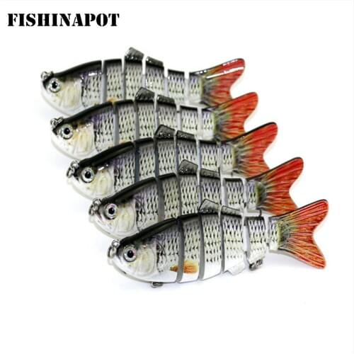 FISHINAPOT 1PCS 10cm/18G Multi Sections 6 Segments Fishing Lure Artificial Hard Bait Treble Hook Bass Pesca Crankbait Wobblers