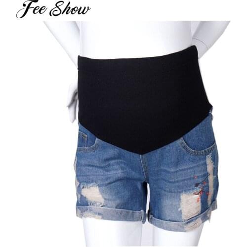 Women Maternity Shorts Soft and Comfy and Stretchy Fabric with High Waist Fit Belly Elastic Band Pants Suit for Pregnant Women