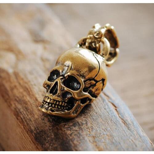Antiqued Brass Copper Skull Metal Gold Keychains Pendant Key Chain Fob Charms Mens Key Ring Skeleton DIY Accessories for Men