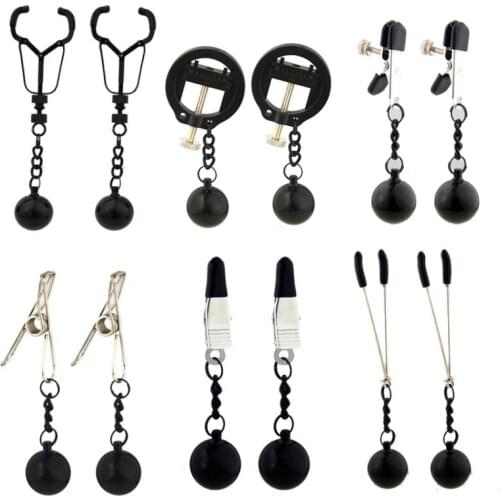 Metal ball pendant Sexy Nipple Clamps Labia Breast Nipple Clamps With Chain Clips Slave Bdsm Fetish Sex Toy For Couples Sex Shop
