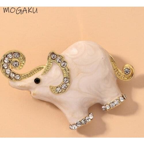 MOGAKU Cute Animal Cartoon Brooch for Women Fashion Crystal Elephant Suit Coat Collar Lapel Pins Accessories Jewelry Girl Gift
