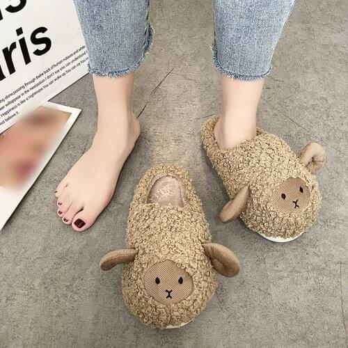 Women Home Cotton Shoes Lovely Cartoon Ladies Warm Plush Slippers Female Comfortable Indoor Flat Winter Womens Footwear Fashion