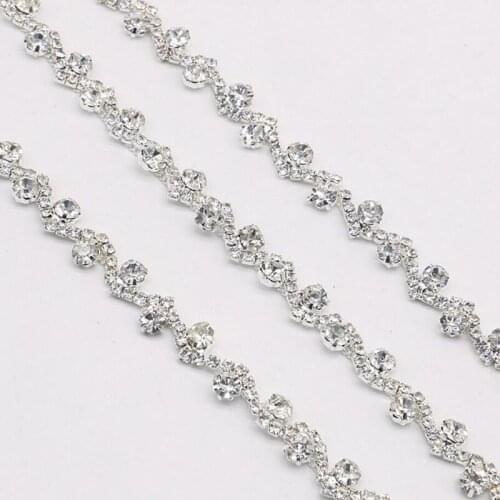 10Yards Bling Diamante Diamond Trim Ribbon Rhinestone Chain Crystal Gem Sparkle Wedding Bridal Accessories Sash Belt DIY Crafts