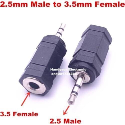 100pcs wholesale good quality TRS Headphone Audio plug 2.5mm Male to 3.5mm Female Audio Connector Headphone converter Adapter