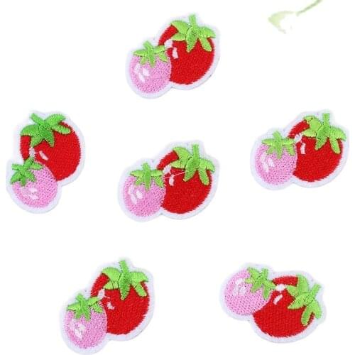 20pcs/lot Cute Small Strawberry Patches for Baby Girl Clothing Iron On Cartoon Fruits Stickers Sew On Kids Coats Socks Appliques