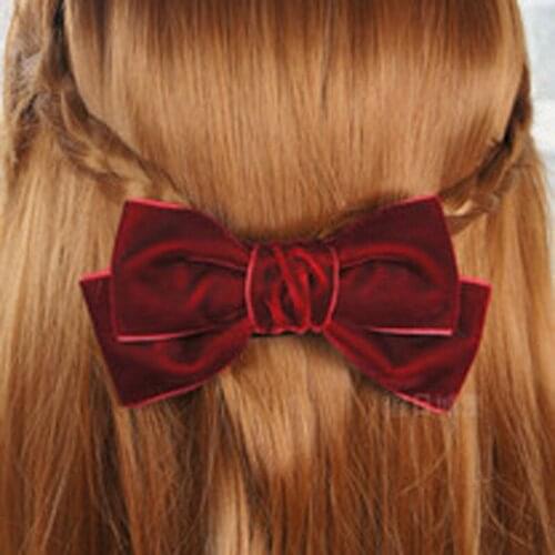 2019 Vintage Velvet Hair Bows Women Hair Clips Girls Hair Accessories Haar Two Layer Butterfly Bow Hairpin gumki do wlosow