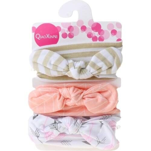 3Pcs/Lot Baby Girl Headband Cotton Rabbit Ear Baby Headwear Turban Dot Bowknot Elastic Hairband Hair Accessories C5AF