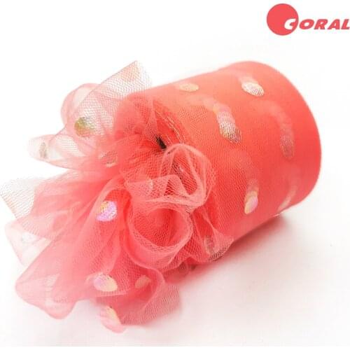 6cm Shinny Glitter Dotted Tulle Mesh Ribbon Roll For DIY Handmade Tutu Bowknot Soft Squine Fabric Hair Ornament Party Supplies