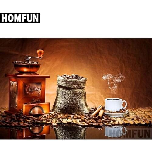 HOMFUN 5D DIY Diamond Painting "coffee" Full Drill Resin Diamond Embroidery Cross Stitch Home Decor A02701