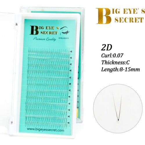 Big eyes secret Korean silk Hand Made pre fanned lashes 2D Knot Free Volume Lashes Russia volume Premade Fans lashes