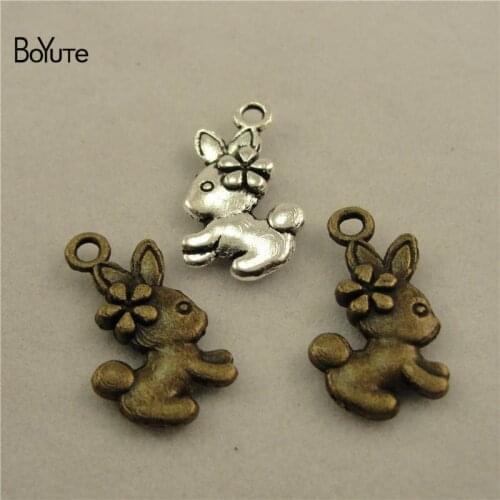 BoYuTe (100 Pieces /lot) Antique Bronze Plated 19*10MM Rabbit Charm Pendant Diy Necklace Bracelet Jewelry Findings Accessories