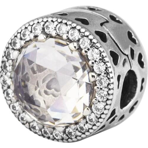 Radiant Hearts Clip Clear CZ Stone Charm Beads for Jewelry Making Women Sterling Silver 925 Jewelry for Charms Bracelets DIY