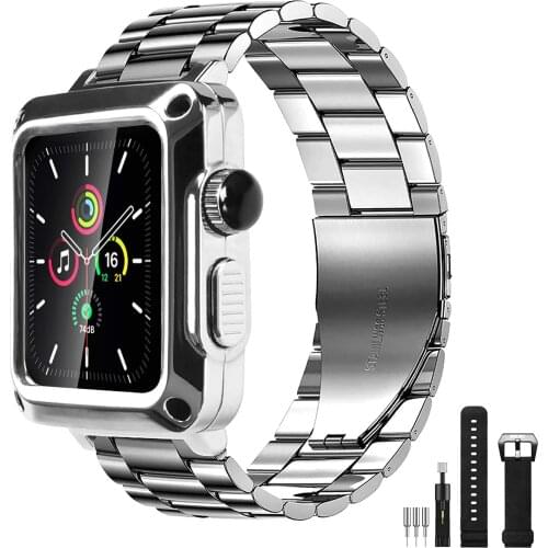 For Apple Watch Series SE 6 5 4 Band 44mm 40mm Metal Case + Strap Stainless Steel Band Protective Case for iwatch 3 2 42mm 38mm